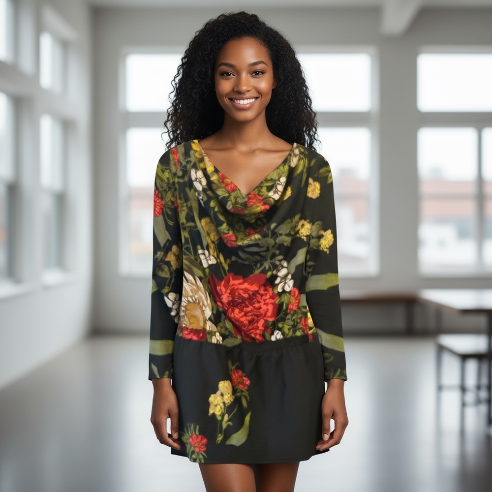 Floral‎ Black Mini Dress